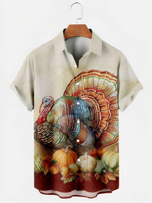 Thanksgiving Retro Pumpkin Print Shirt