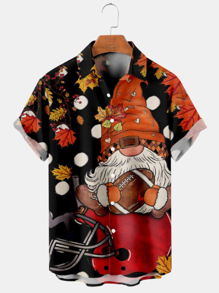 Thanksgiving Rugby Midget Print Short Sleeve Shirt