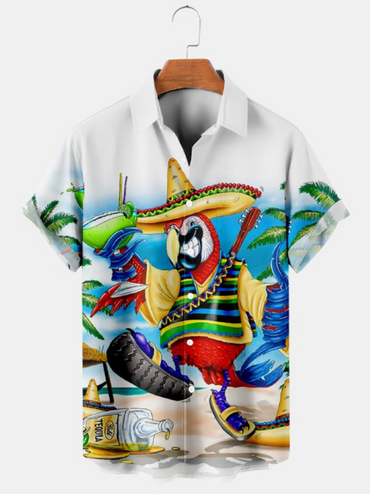 Hawaiian Fun Parrot Print Shirt