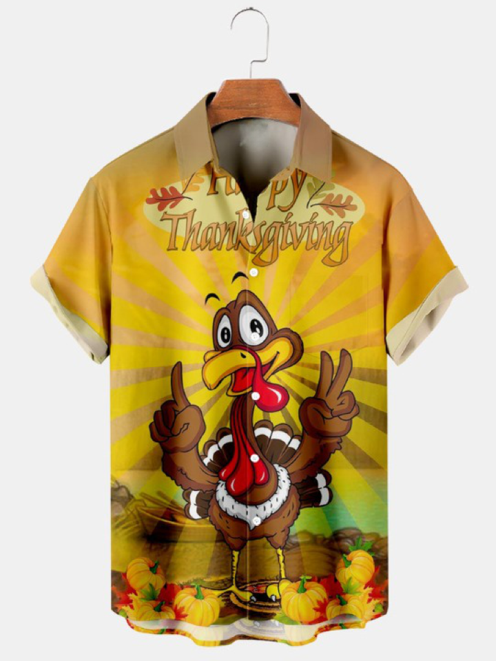 Thanksgiving Retro Turkey Print Shirt