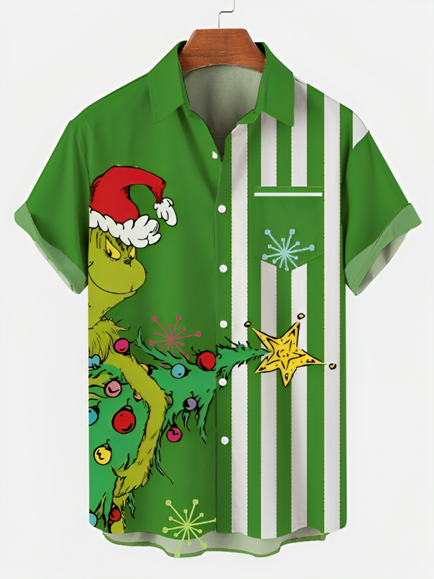 Merry Christmas Spoof Pattern Short Sleeve Shirt
