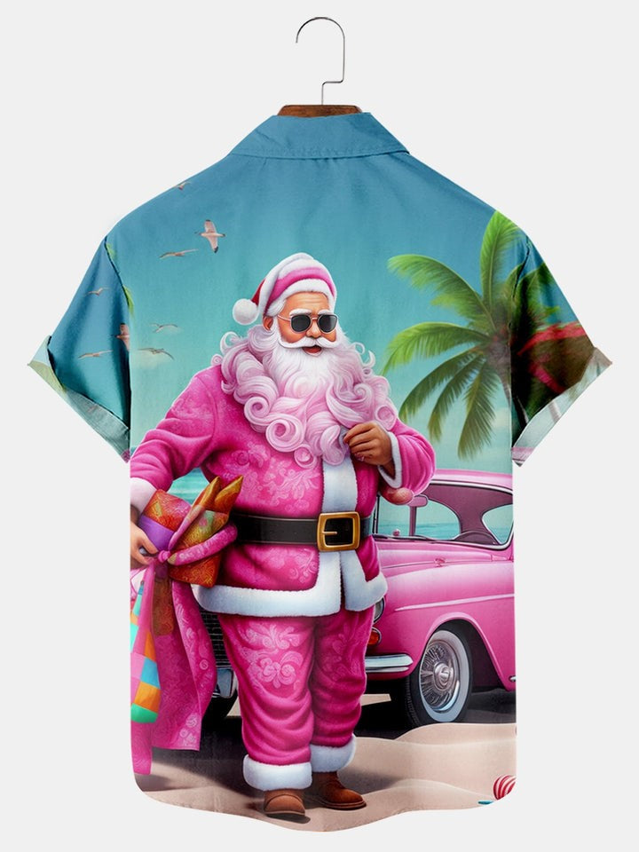Christmas Seaside Santa Print Shirt