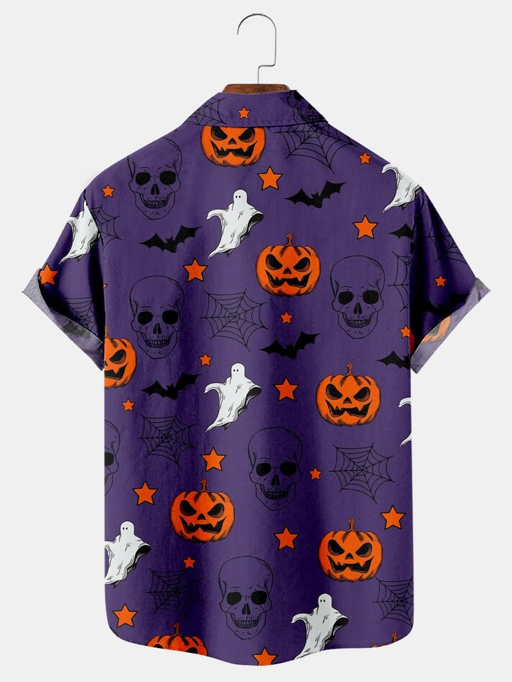 Halloween Fun Pumpkin Print Casual Loose Shirt