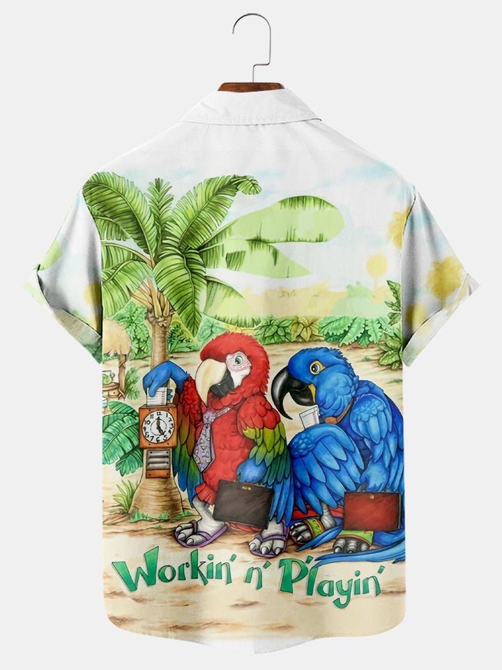 Hawaiian Parrot Printed Casual Shirt