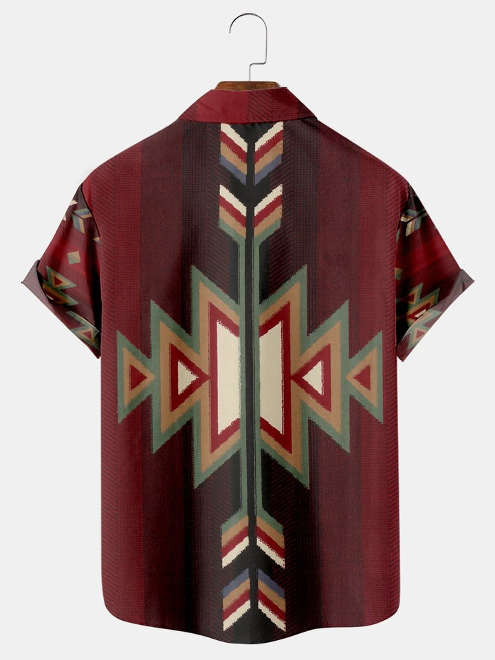 Retro Western Ethnic Stripes Pattern Shirt