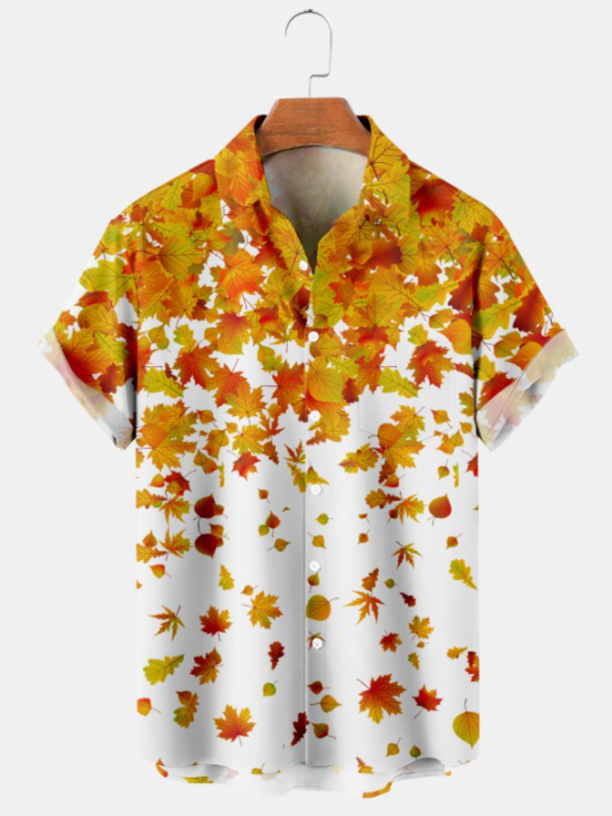 Harvest Maple Leaf Print Short Sleeve Shirt