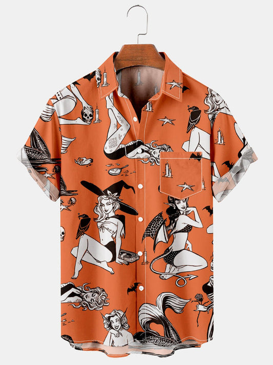 Halloween Print Casual Shirt