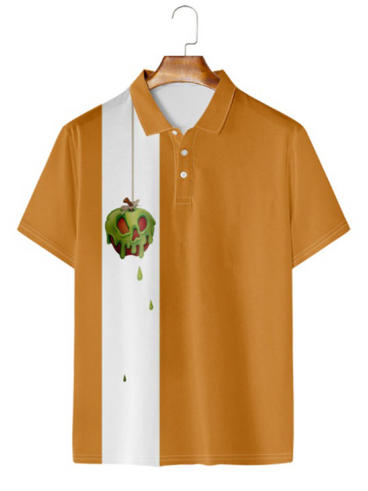 Halloween Fun Apple Print Casual Short Sleeve