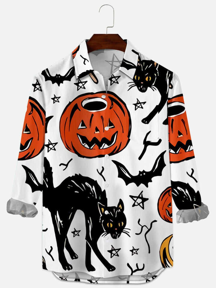 Halloween Simple Pumpkin Print Long Sleeve Shirt