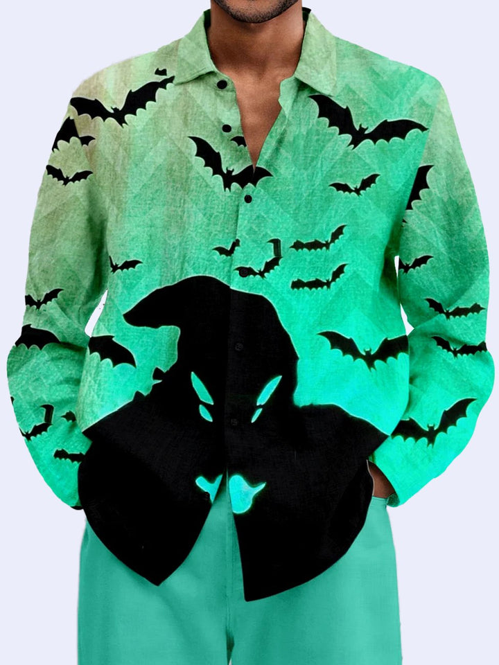 Fashion Bat Print Long Sleeve Shirt