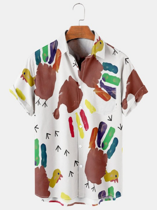 Thanksgiving Themed Turkey Short Sleeve Shirt