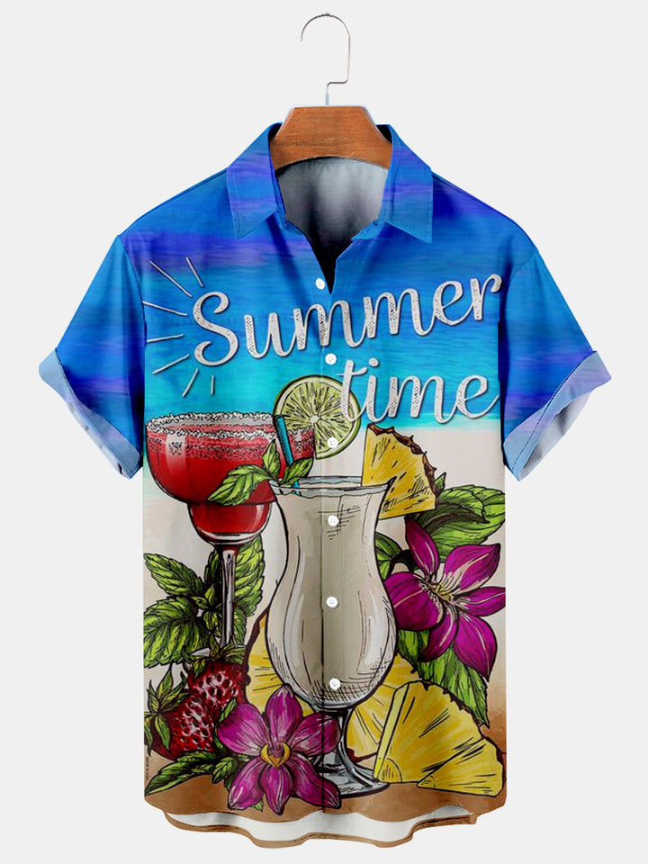 Summer Time Casual Loose Men Plus Size Short Sleeved Shirt