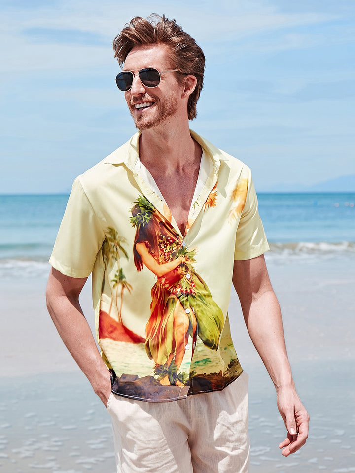 Hawaiian Casual Loose Plus Short Sleeved Shirt