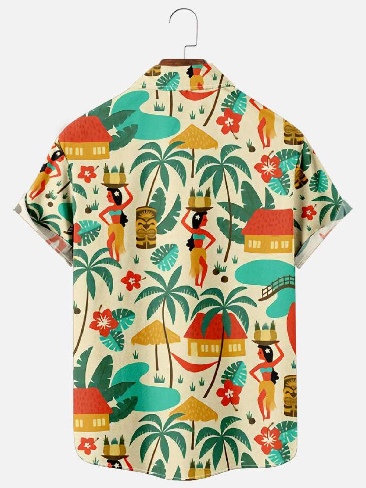 Casual Hawaiian Tiki Print Plus Size Shirt