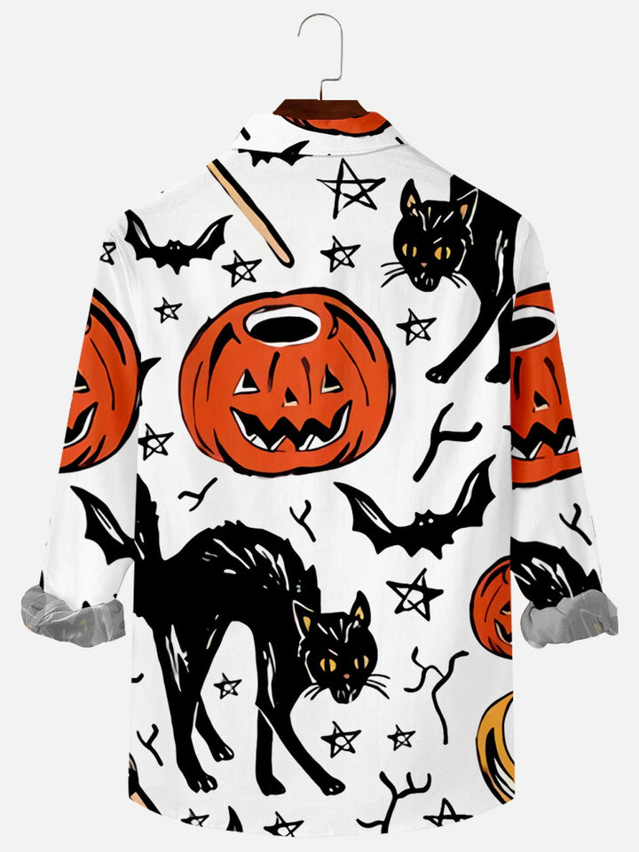 Halloween Simple Pumpkin Print Long Sleeve Shirt