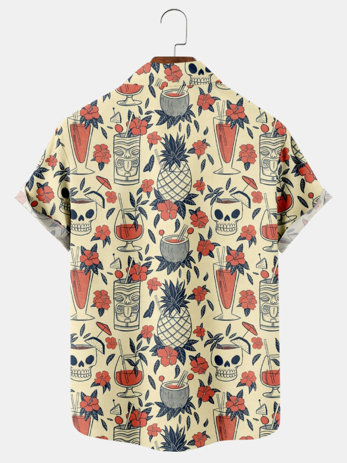 Hawaiian Tiki Mask Goblet Print Short Sleeve Shirt