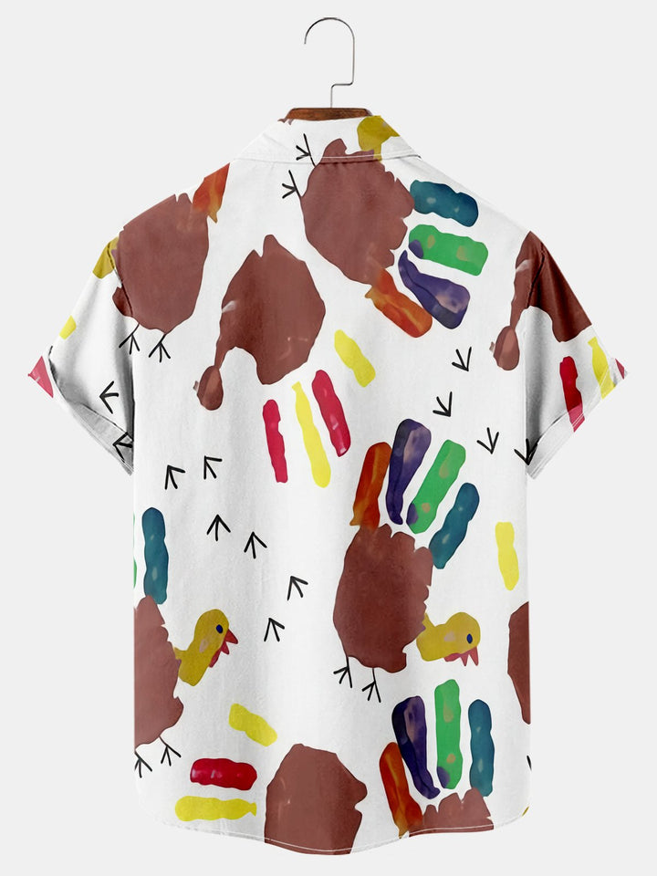 Thanksgiving Themed Turkey Short Sleeve Shirt