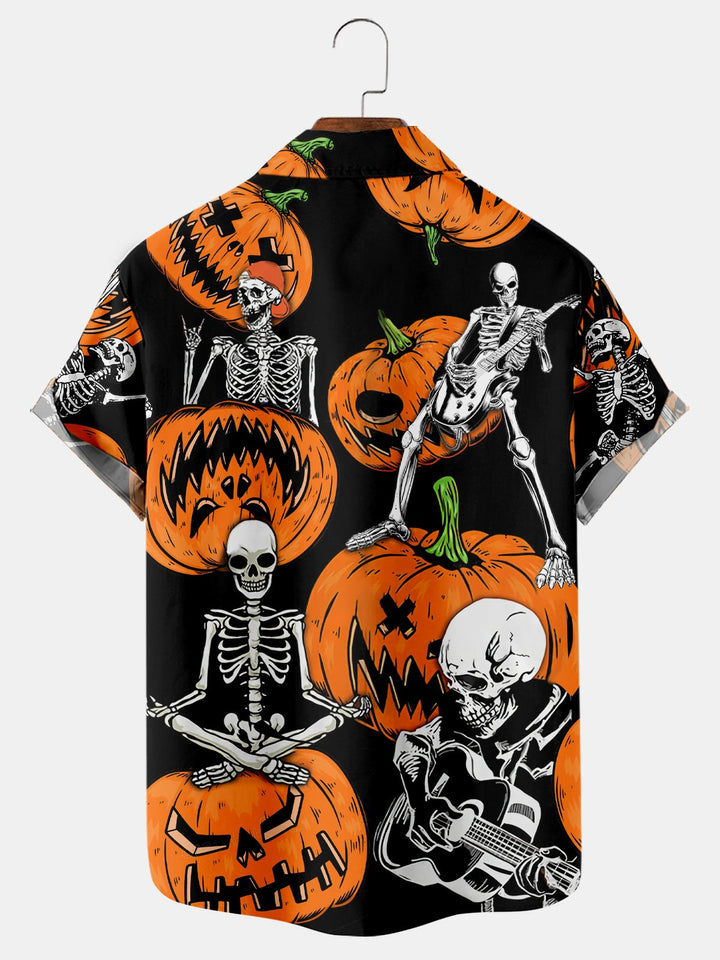 Pumpkin Print Short Sleeve Shirt