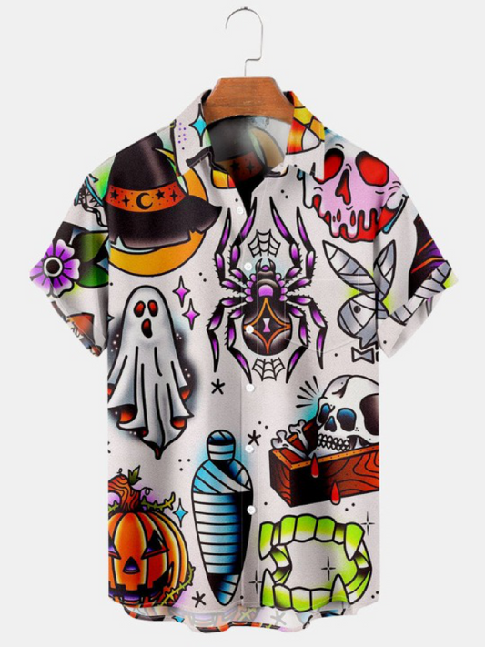 Halloween Cartoon Fun Print Shirt