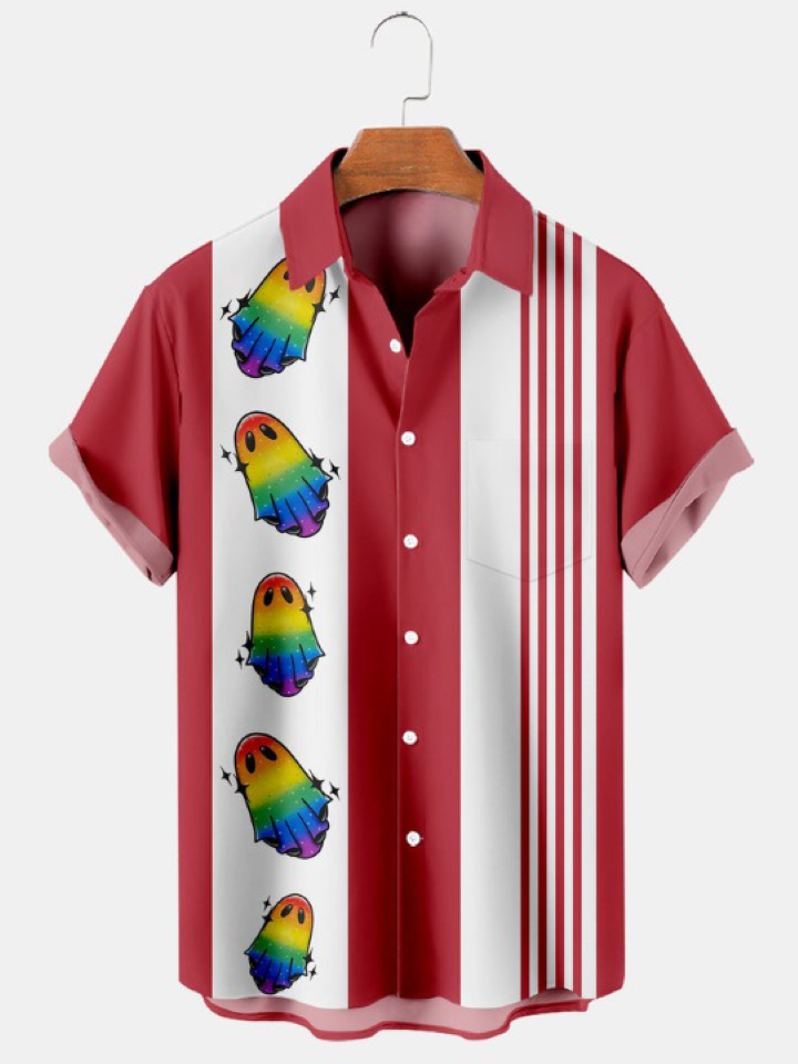 Halloween Fun Rainbow Print Short Sleeve Shirt