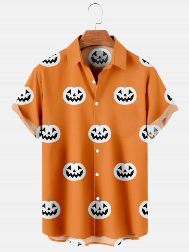 Simple Basic Classic Print Halloween Hawaiian Shirt