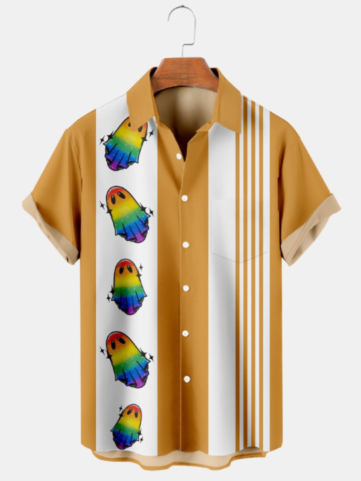Halloween Fun Rainbow Print Short Sleeve Shirt