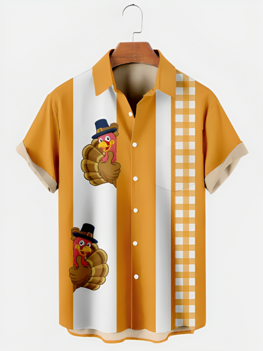 Thanksgiving Turkey Plaid Pattern Shirt