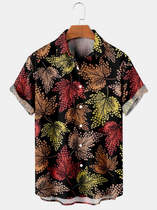 Thanksgiving Maple Leaf Print Casual Shirt