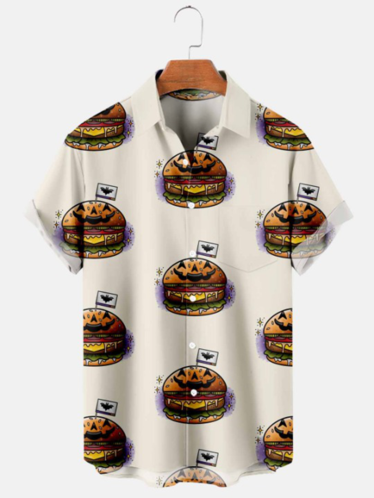 Burger Print Casual Short Sleeve Shirt