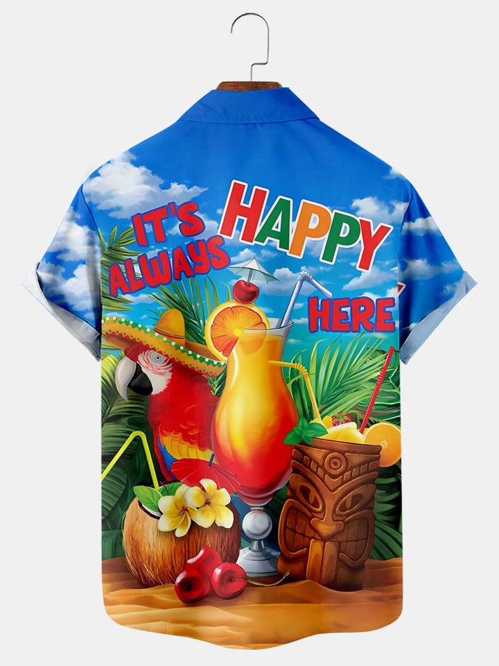 Its Always Happy Here Printed Short Sleeve Shirt