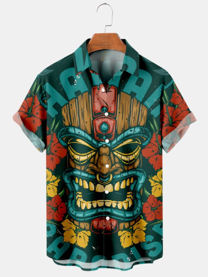 Hawaiian Tiki Print Shirt