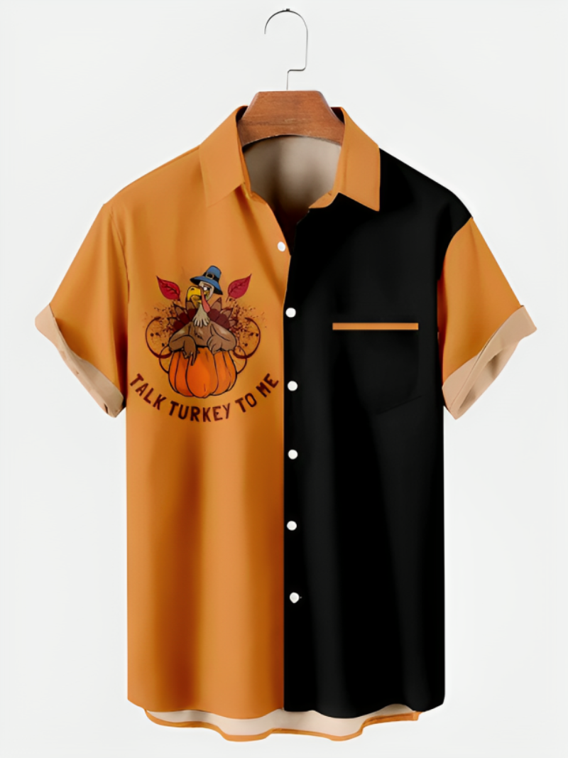 Thanksgiving Turkey Pumpkin Printed Shirt