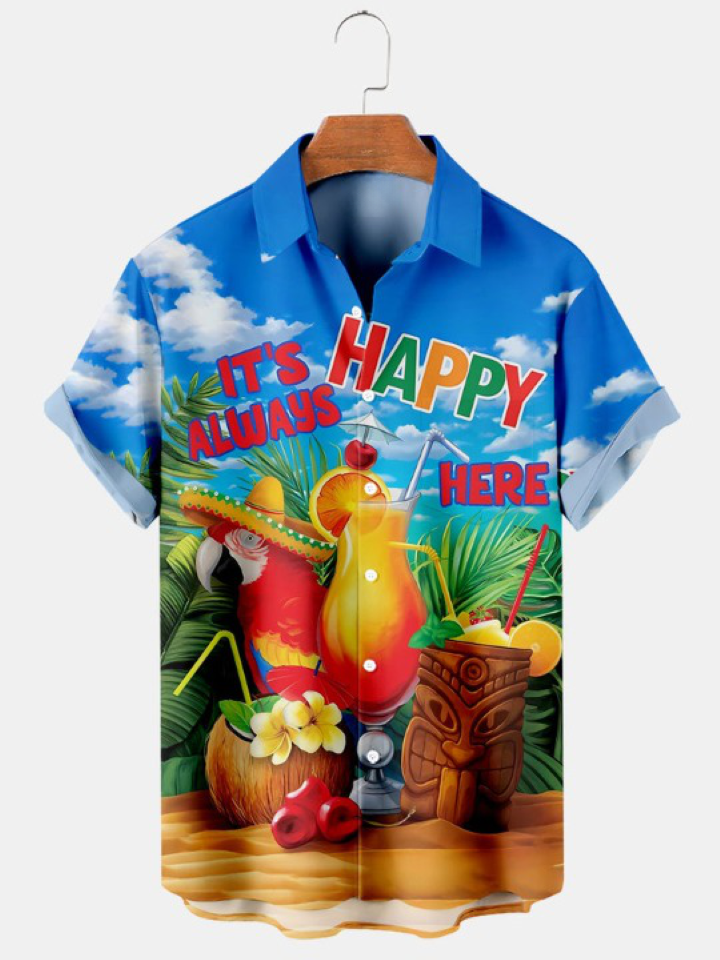 Its Always Happy Here Printed Short Sleeve Shirt