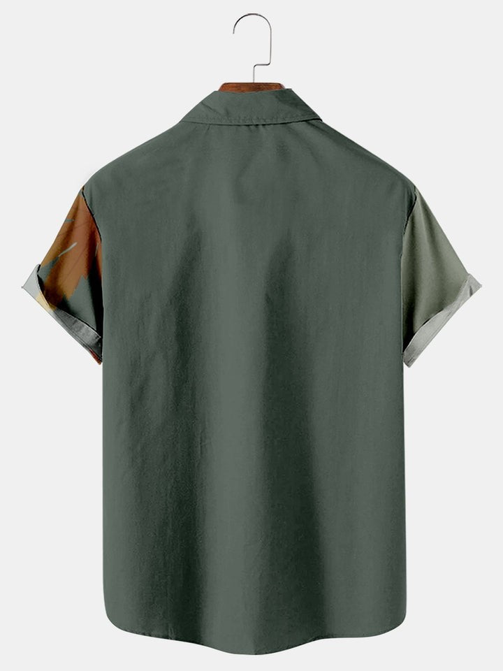 Maple Leaf Contrast Design Short Sleeve Shirt