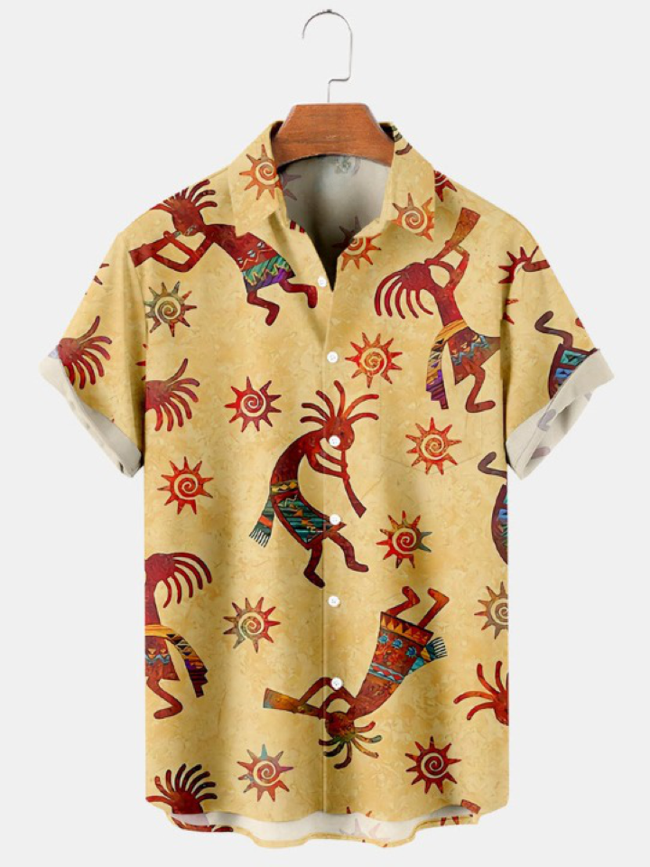 Vintage KOKOPELLI Sun Print Short Sleeve Shirt