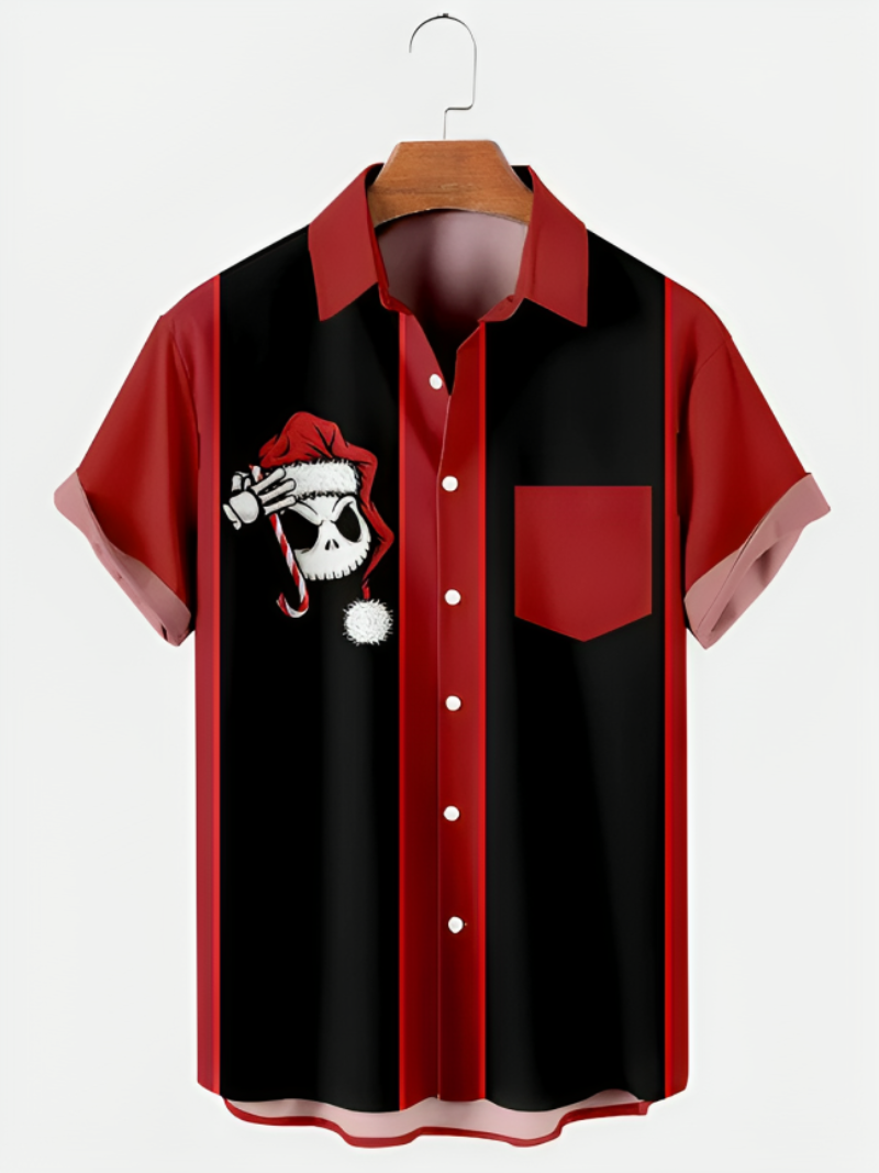 Christmas Fun Jack Print Short Sleeve Shirt