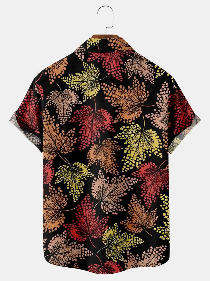 Thanksgiving Maple Leaf Print Casual Shirt