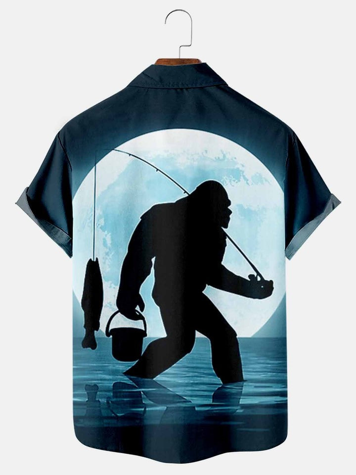 Bigfoot Full Moon Fishing Short Sleeve Shirt