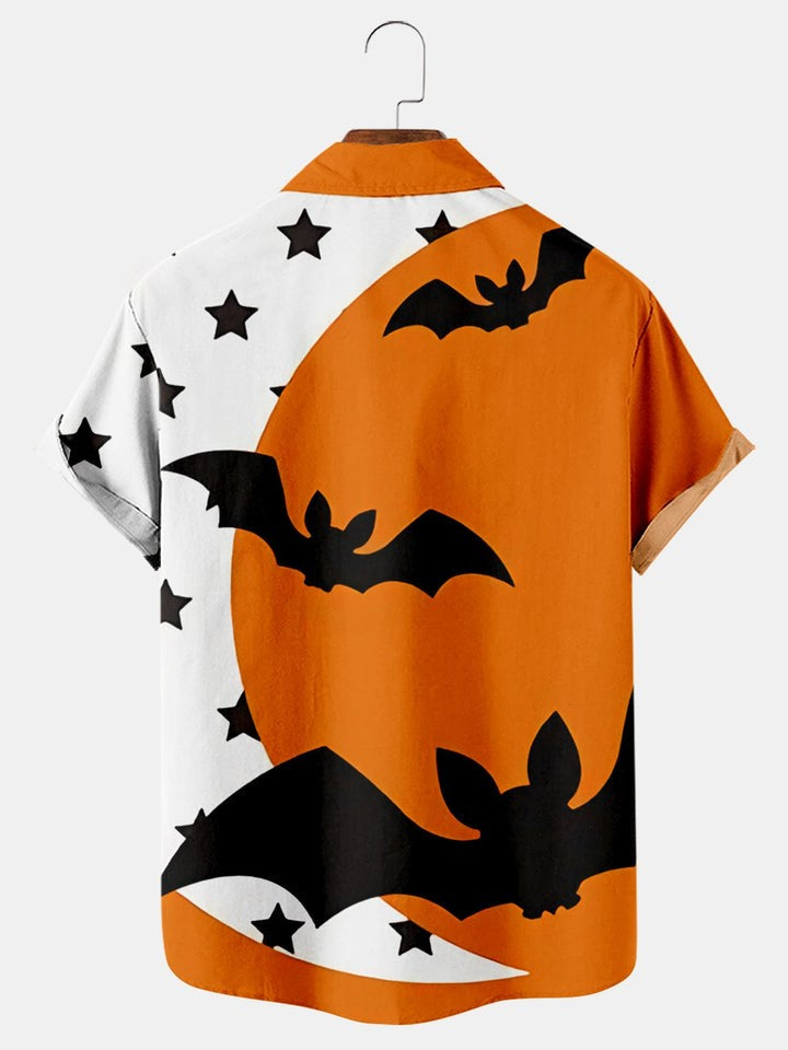 Halloween Bat Print Short Sleeve Shirt