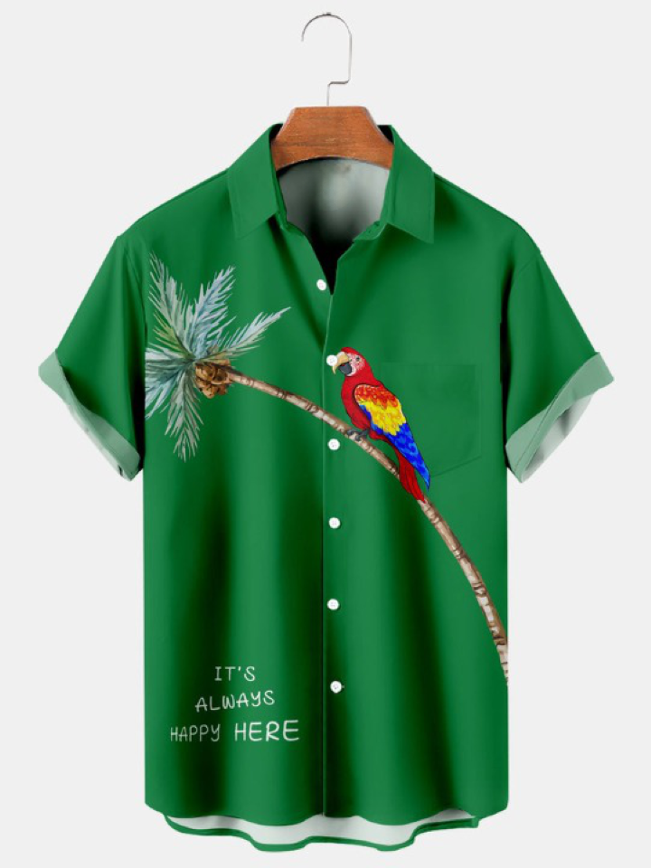 Parrot Resting On Palm Tree Loose Shirt