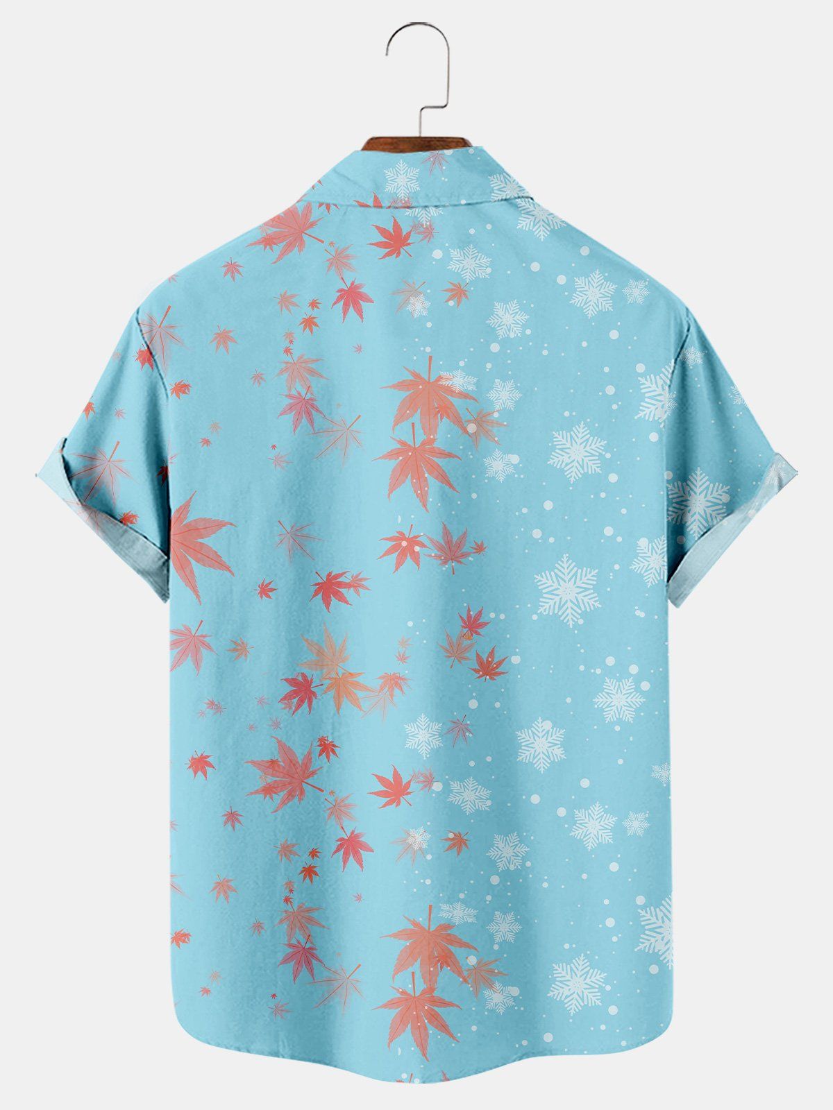 Festive Cartoon Print Casual Short Sleeved Shirt