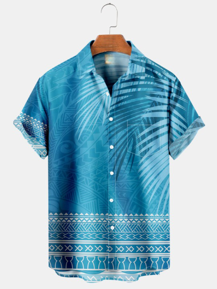 Ethnic Coco Print Pocket Short Sleeve Shirt