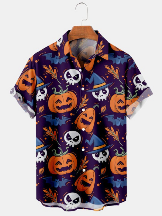 Pumpkin Print Casual Sleeve Shirt