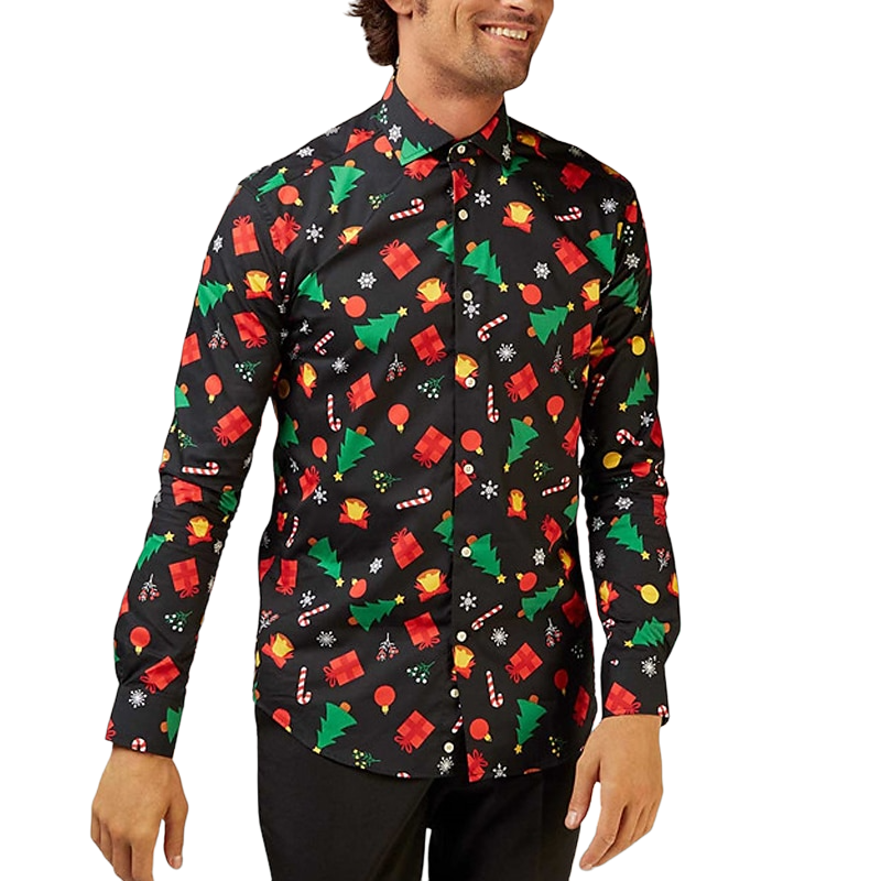 Christmas ee Print Long Sleeve Shirt