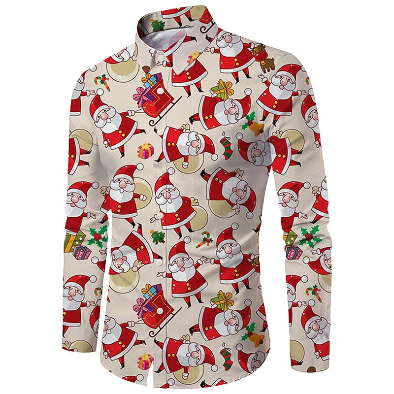 Holiday Print Long Sleeve Christmas Shirt