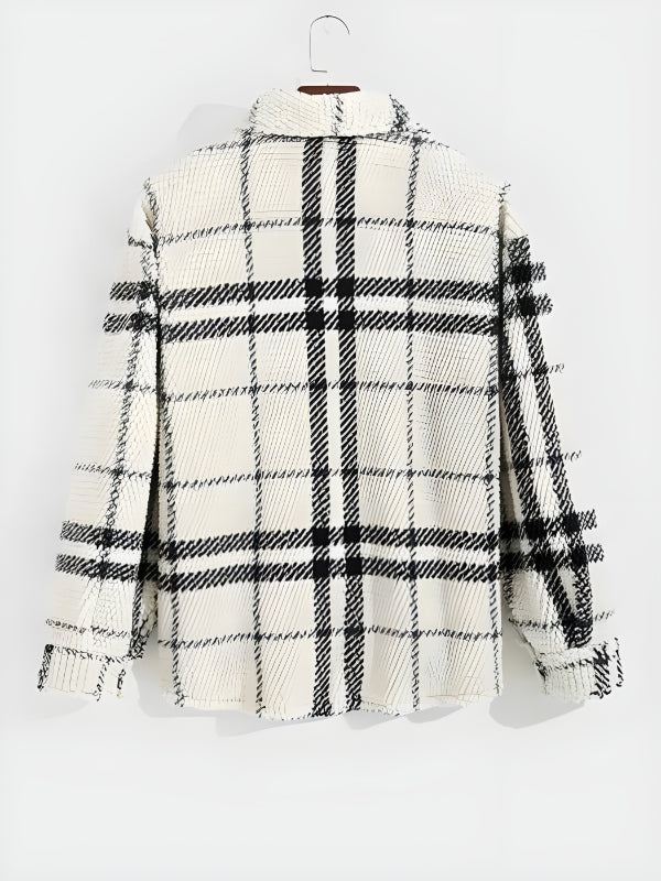 Plaid Fleece Button Down Jacket