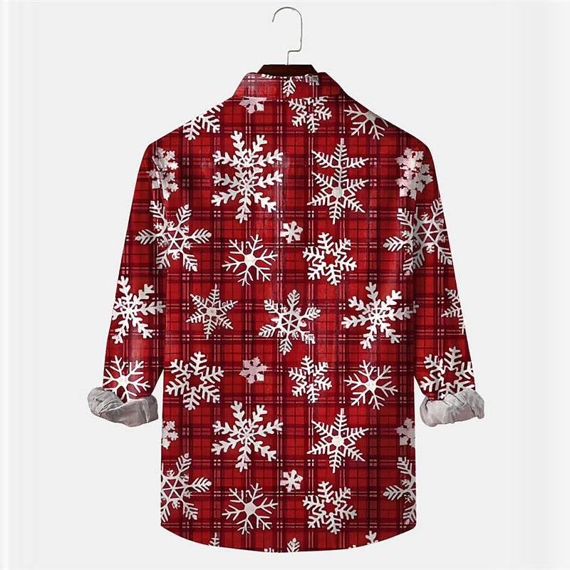 Plaid Snowflake Print Shirt