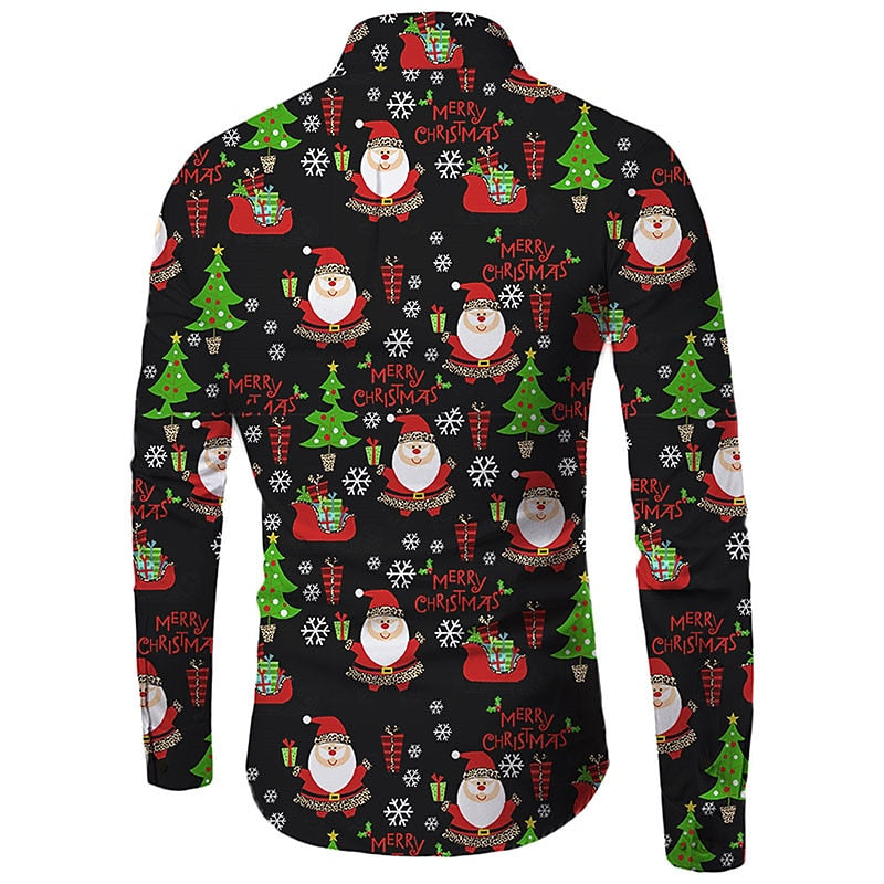 Holiday Print Long Sleeve Christmas Shirt