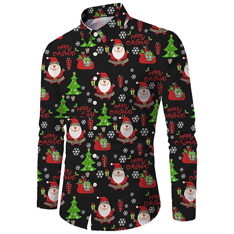 Holiday Print Long Sleeve Christmas Shirt