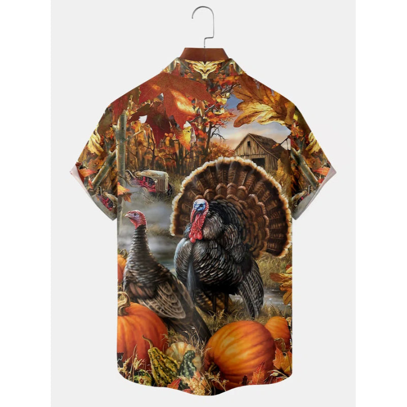 Men's Thanksgiving Turkey Printed Shirt